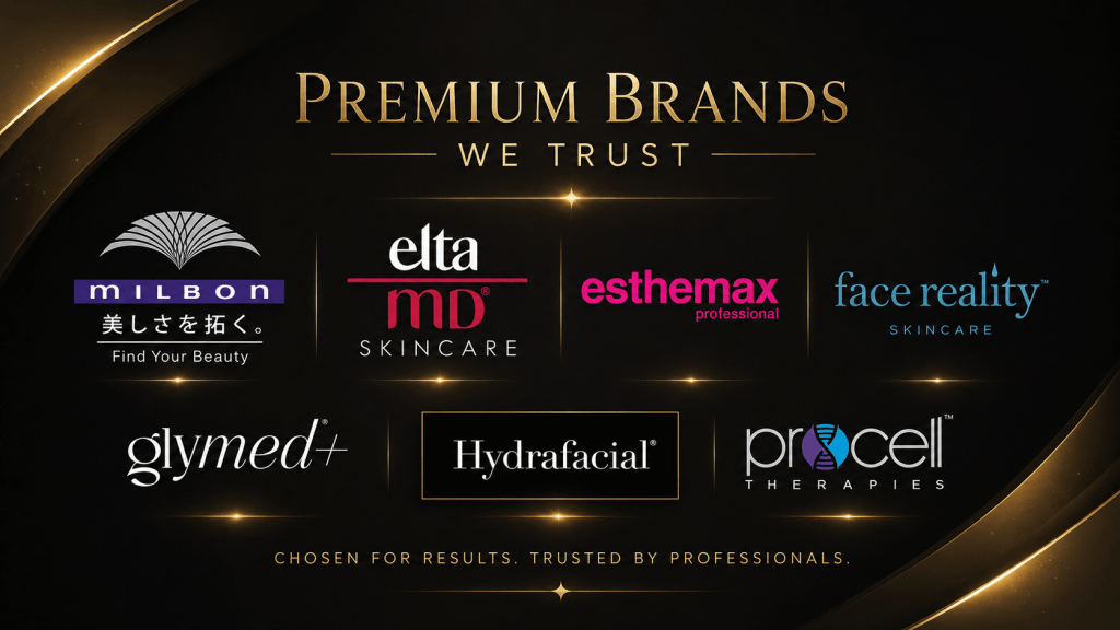 Professional skincare brands used for advanced facial services